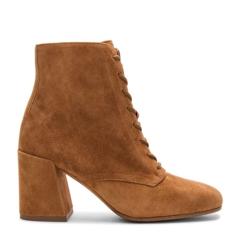 VINCE Halle Lace Up Ankle Bootie in Cedar Suede
